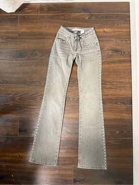 Studded Gray Flare Jeans with studs on the side